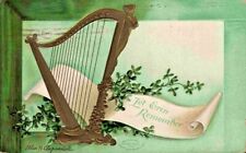 Signed Ellen H. Clapsaddle Let Erin Remember St. Patrick's Gold Harp Postcard picture
