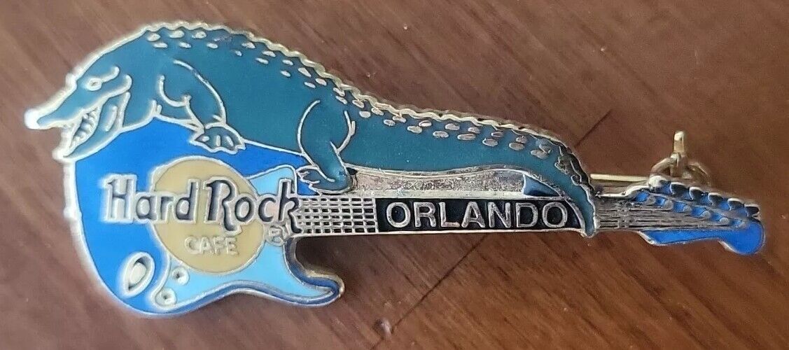 Vintage Hard Rock Cafe ORLANDO Alligator Guitar Pin Lapel Collectible