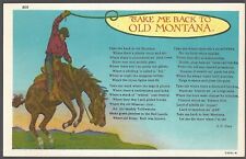 TAKE ME BACK TO OLD MONTANA Postcard Song Lyrics Cowboy & Bronco Western picture