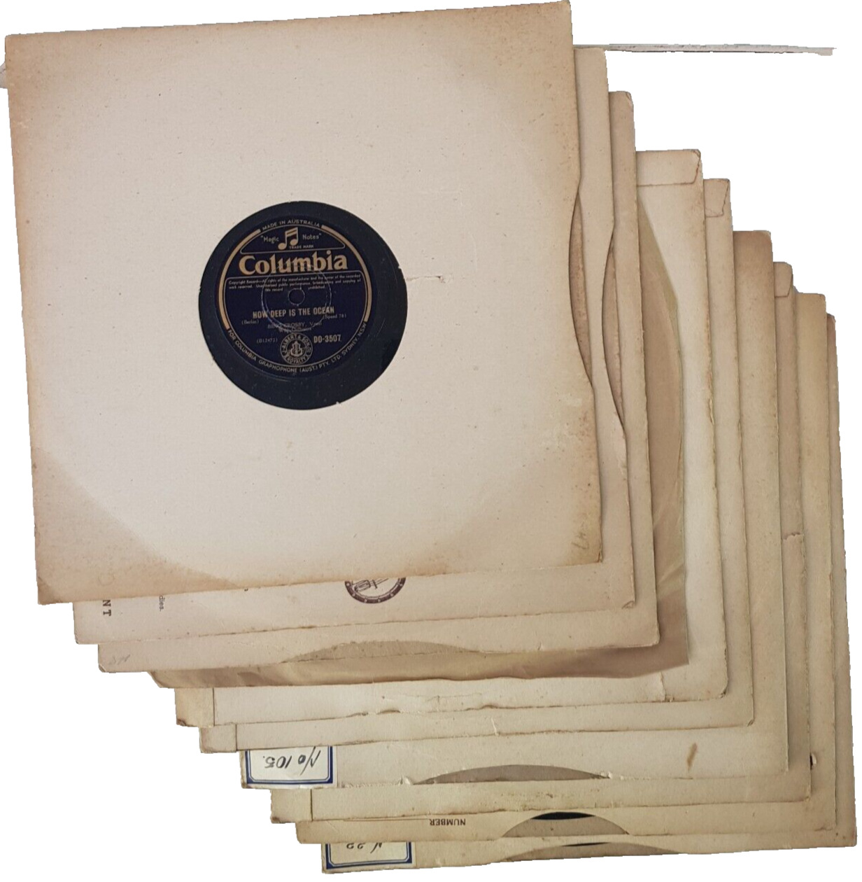 VINTAGE 1930s Vinyl Lot 78 Record COLUMBIA 10 PACK Bing Crosby Blue Prelude