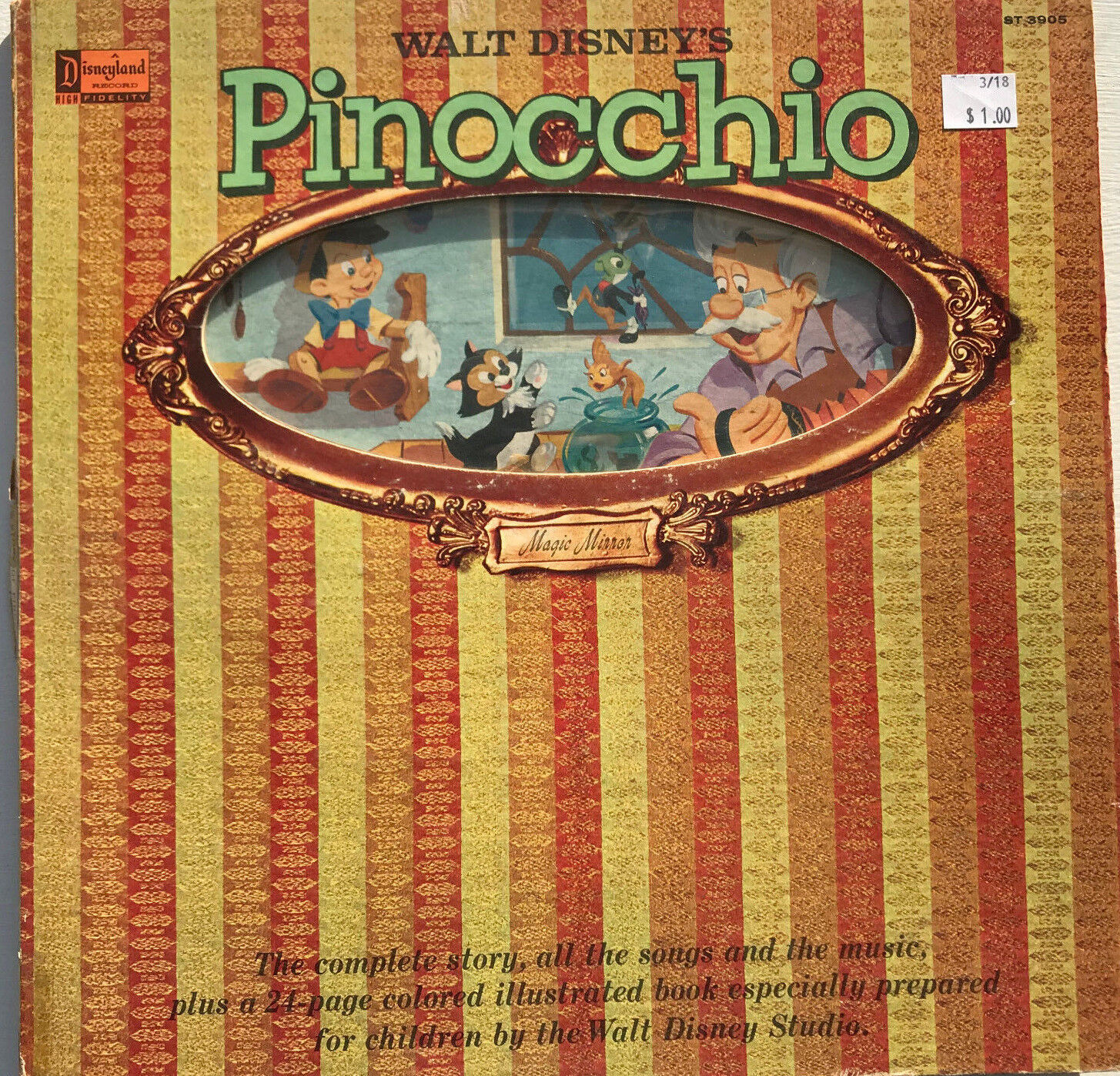 Walt Disney Pinocchio LP Vinyl Record  Original Pressing 1966