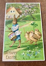 Vintage Easter Postcard  - Rabbit Plays Drum - Chicks March picture