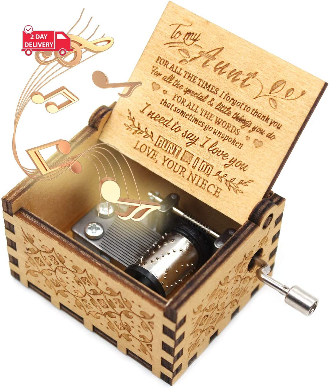 Wooden Music Box - You Are My Sunshine Music Box, from Niece to Aunt, Gifts for