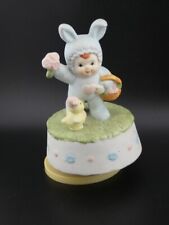 Vintage Easter Porcelain Bunny Music Box Working picture