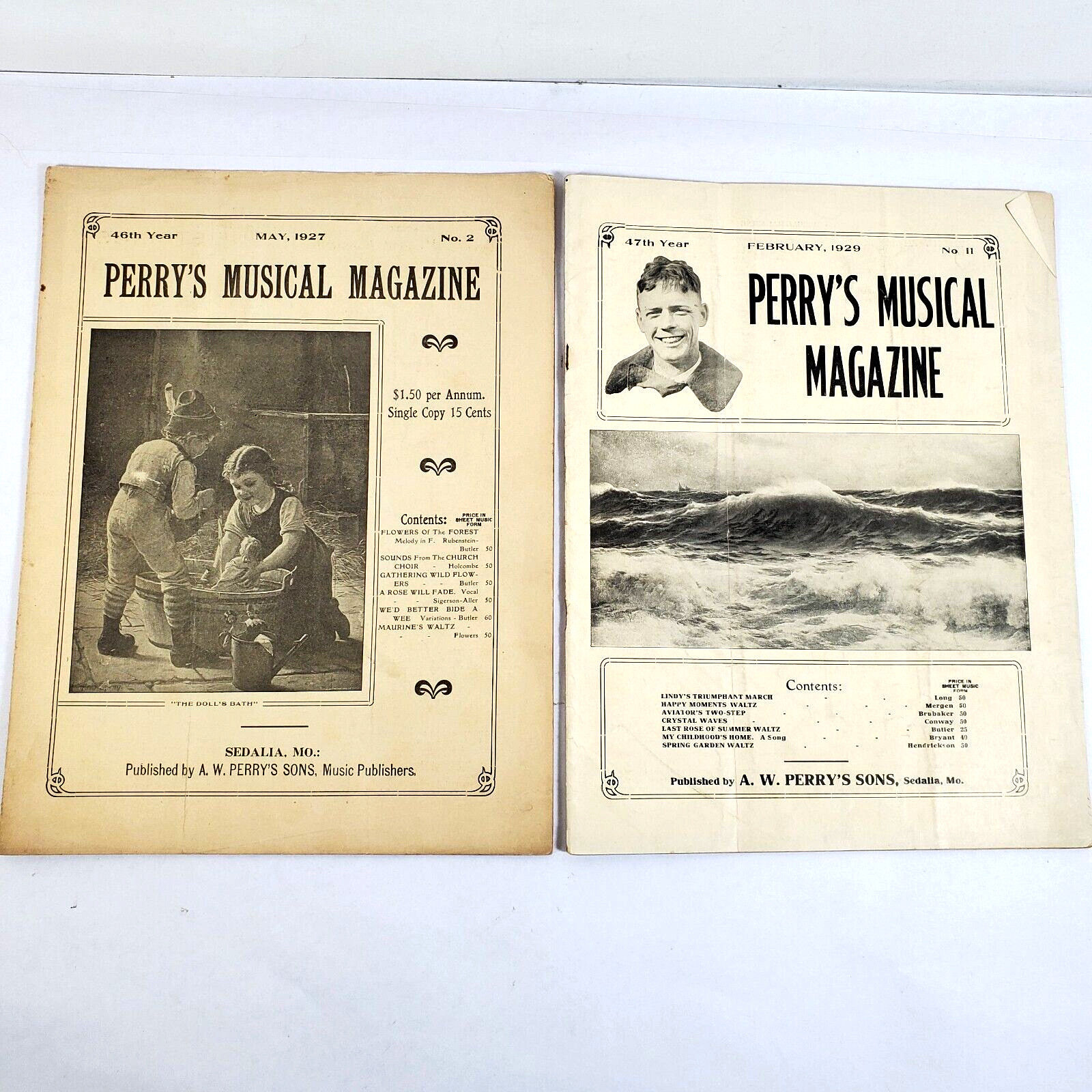 1920s Vintage Perry\'s Musical Magazines Sheet Music Lot of 2 Popular Songs Dance