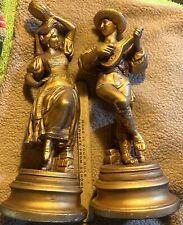 Large Vintage Goldtone Musical Couple Figurines (HD423) picture