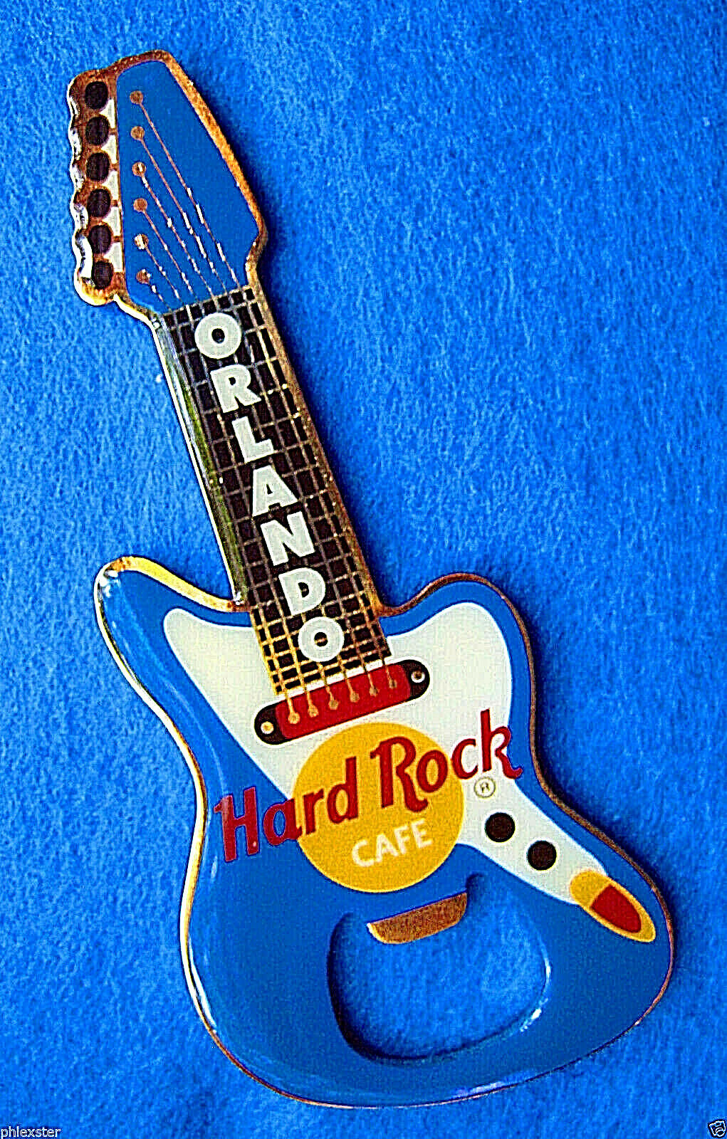 ORLANDO FLORIDA BLUE ELECTRIC FENDER BOTTLE OPENER GUITAR MAGNET Hard Rock Cafe