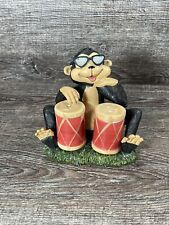 Monkey Playing Bongo Drums Salt & Pepper Shakers Set W/ Base picture