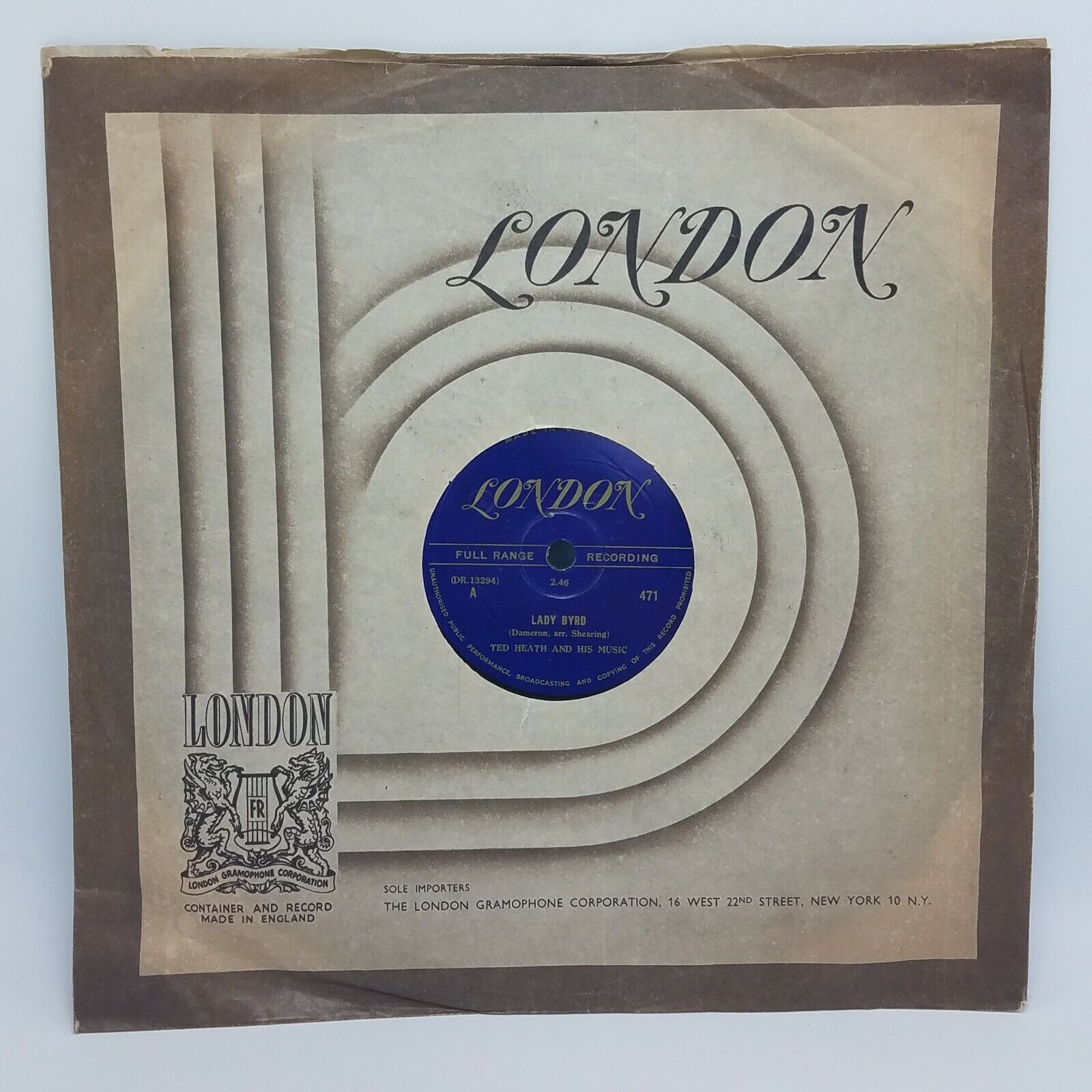 Ted Heath And His Music ‎– Lady Byrd / Song Of The Vagabonds London 471 E+ Rare