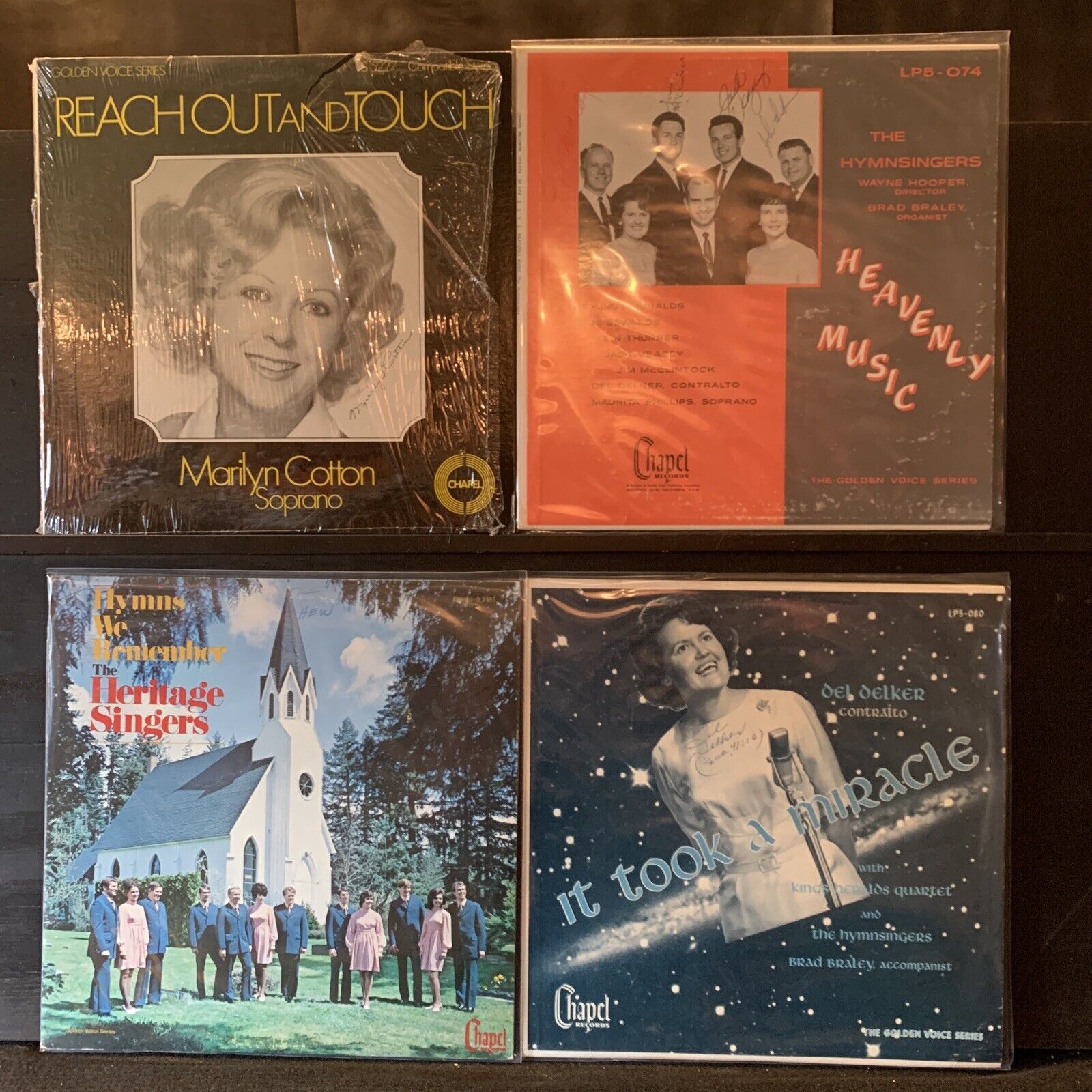 AUTOGRAPHED Chapel Records LP lot of 4 vintage Various Artists Christian Praise