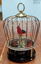 Vintage Music Box Automaton Bird Brass Cage Moves Beak & Tail Made In Japan Rare picture