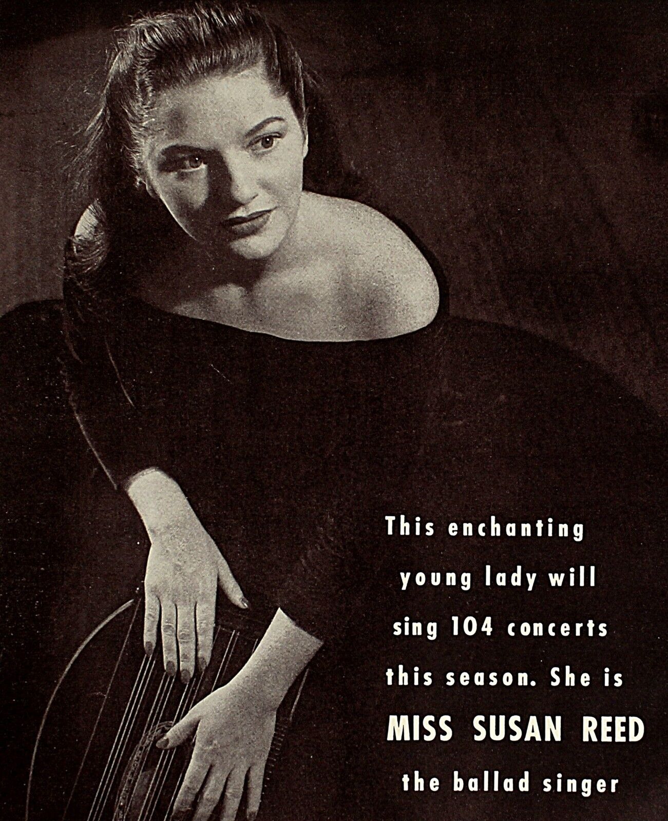 Vintage Music Print Ad MISS SUSAN REED 1949 Booking Ads 13 x 9 3/4
