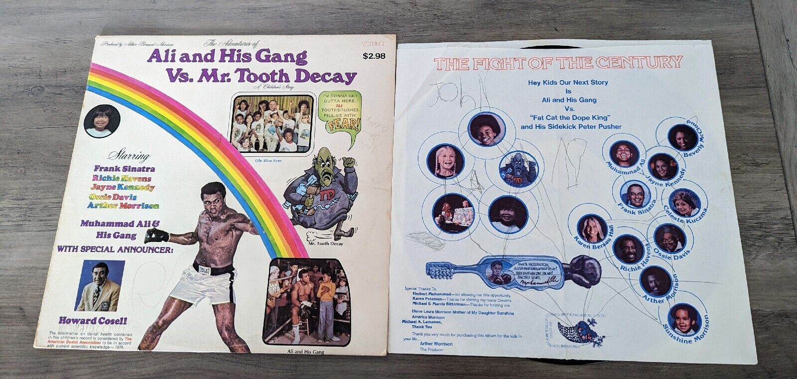 Vintage Muhammad Ali and His Gang vs Mr Tooth Decay Kids Vinyl Record From 1976