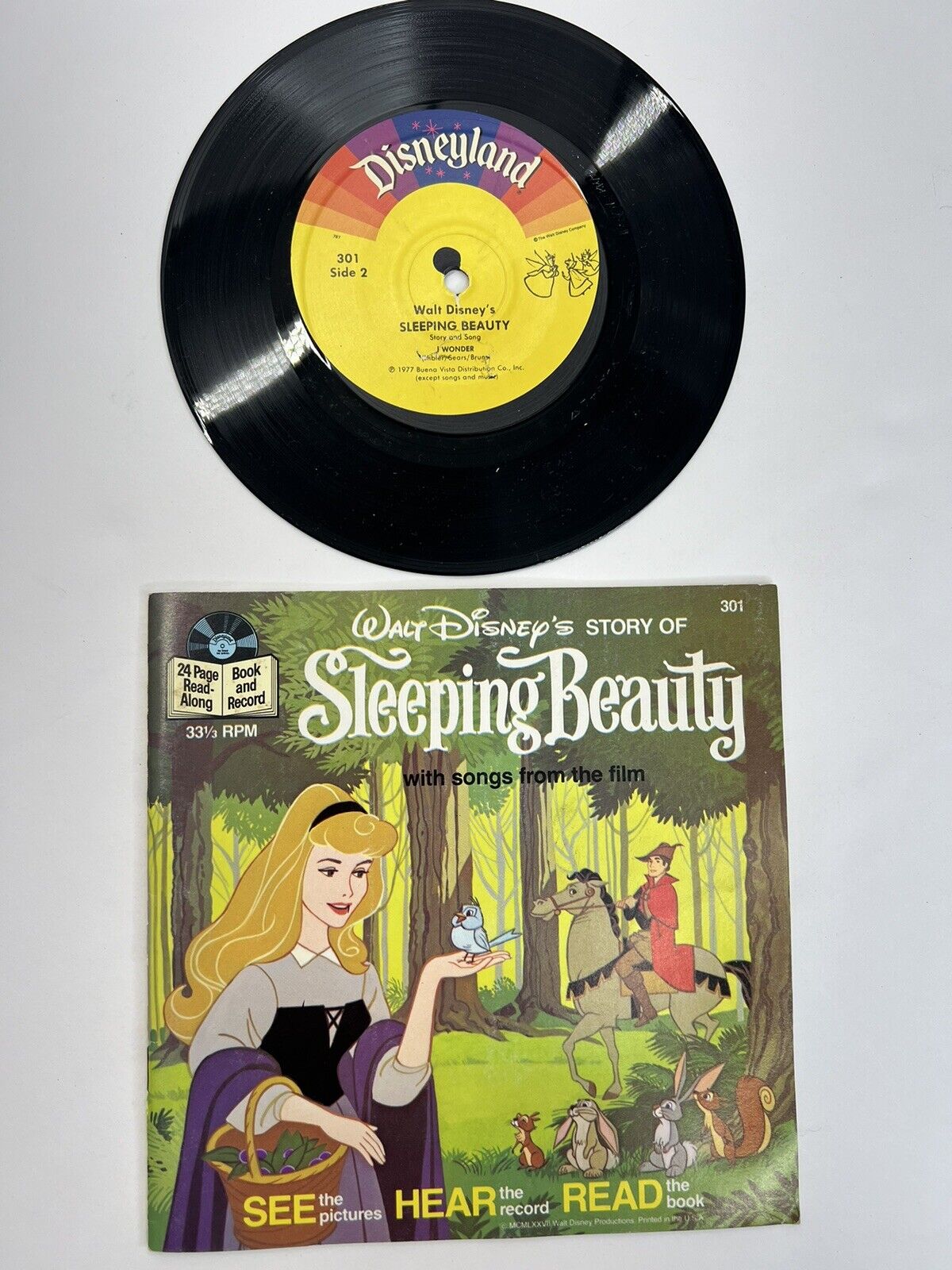 1977 What Disney’s Sleeping Beauty Golden Book Record 33 RPM 7\