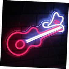  Guitar Cowboy Hat Neon Sign Music LED Sign Red White Dimmable Neon B-Red White picture