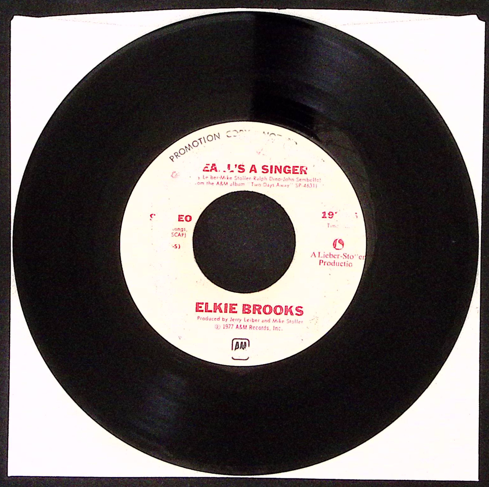ELKIE BROOKS PEARL\'S A SINGER A&M RECORDS PROMO VINYL 45 VG 41-128