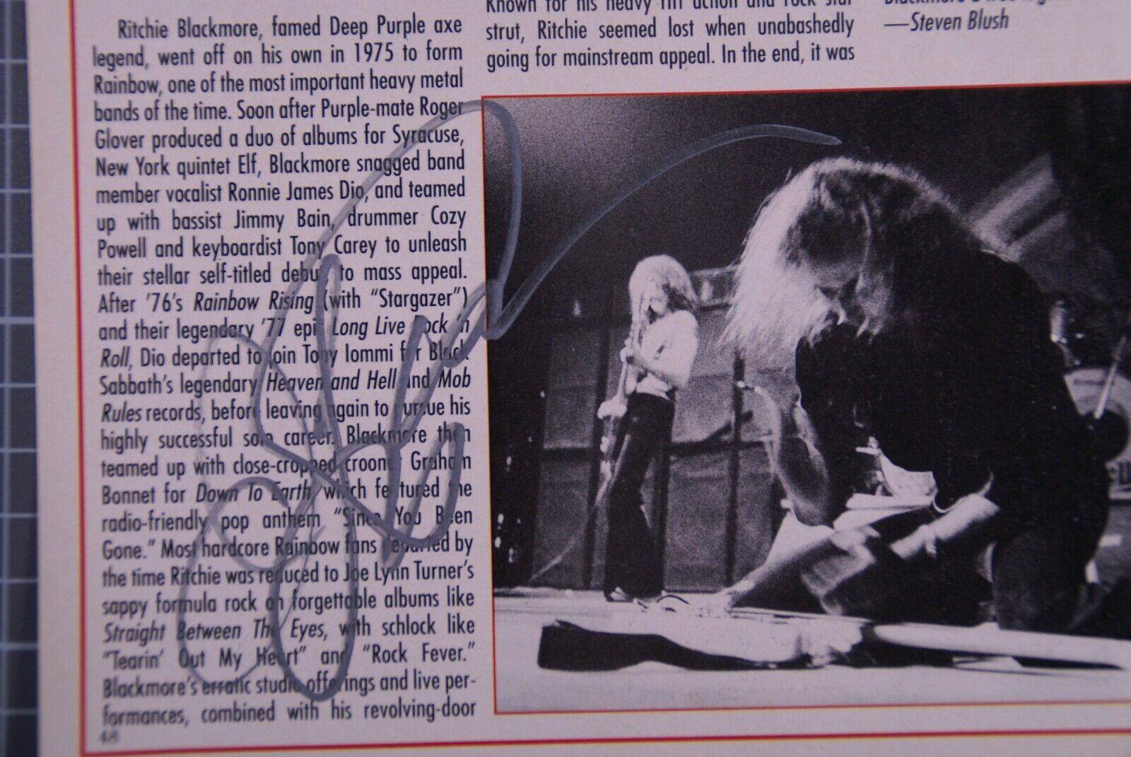 Rainbow Ritchie Blackmore Signed Joe Lynn Turner Magazine Page 