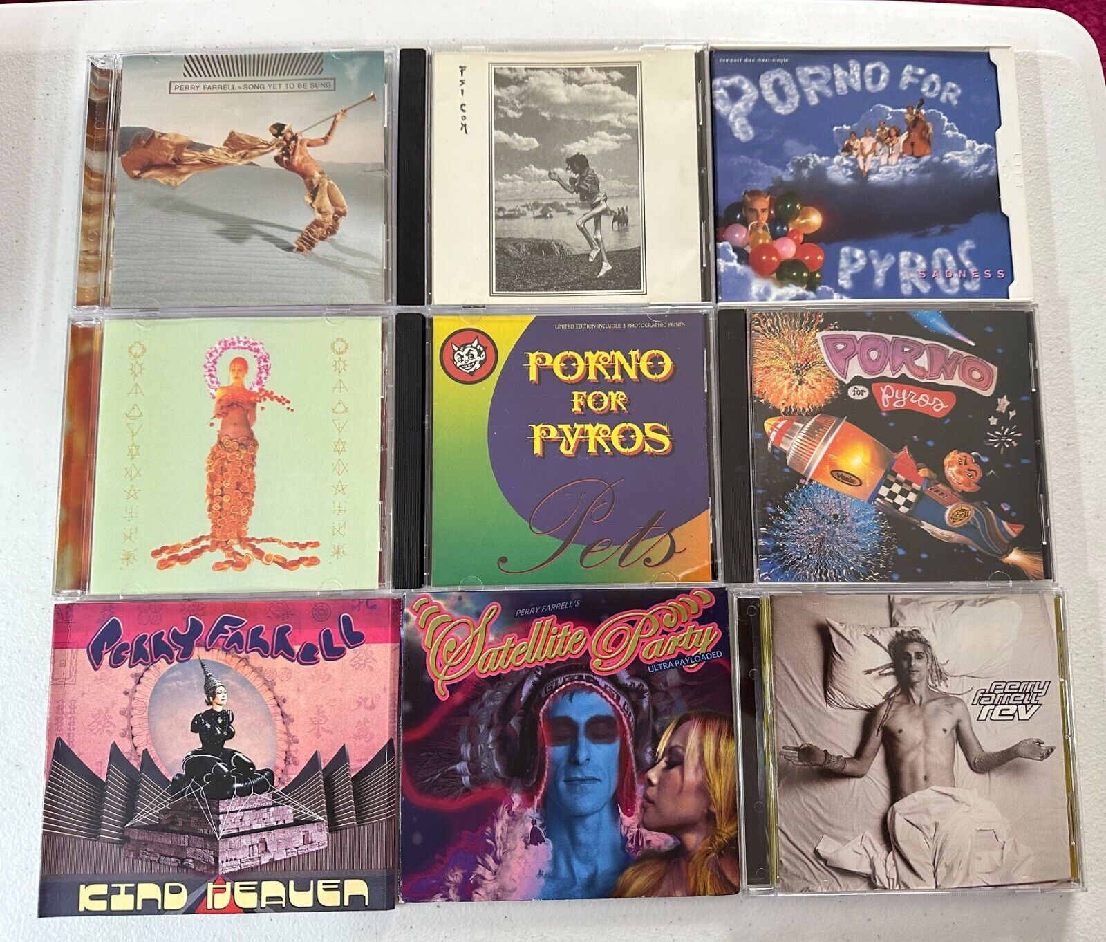 PERRY FARRELL - 9 CD LOT - PORNO FOR PYROS - PRE-OWNED (KIND HEAVEN - SIGNED)