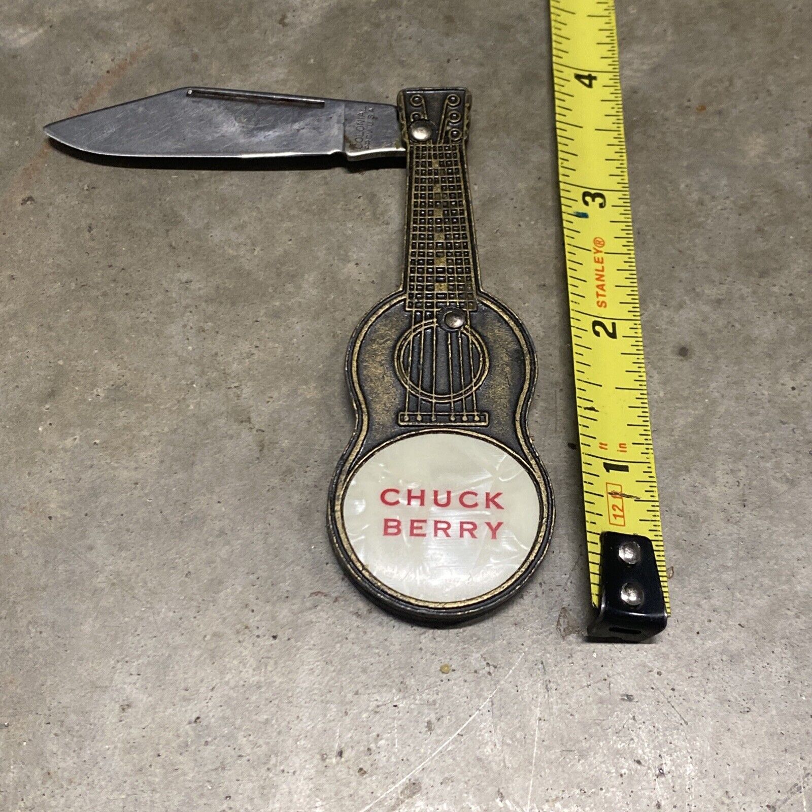 Vintage Colonial Made In USA Pocket Knife Chuck Berry Guitar Shape Knife