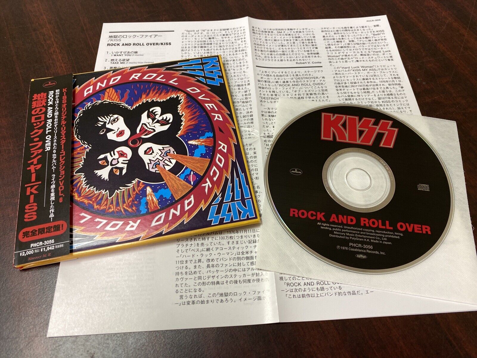 KISS- ROCK AND ROLL OVER LTD CD JAPAN 1997 PHCR-3056 CARDBOARD MINI PAPER JACKET