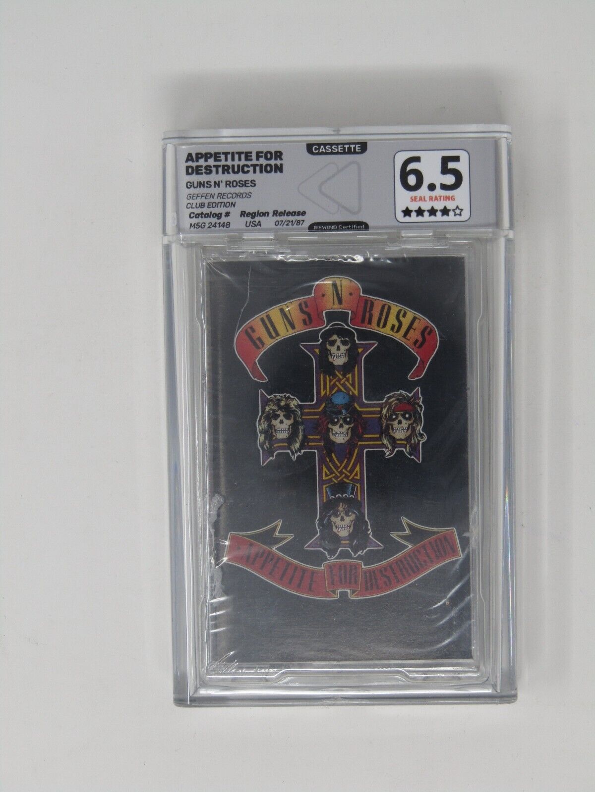 Guns N Roses-Appetite for Destruction Graded 6.5-4/5 Cassette Tape Sealed REWIND
