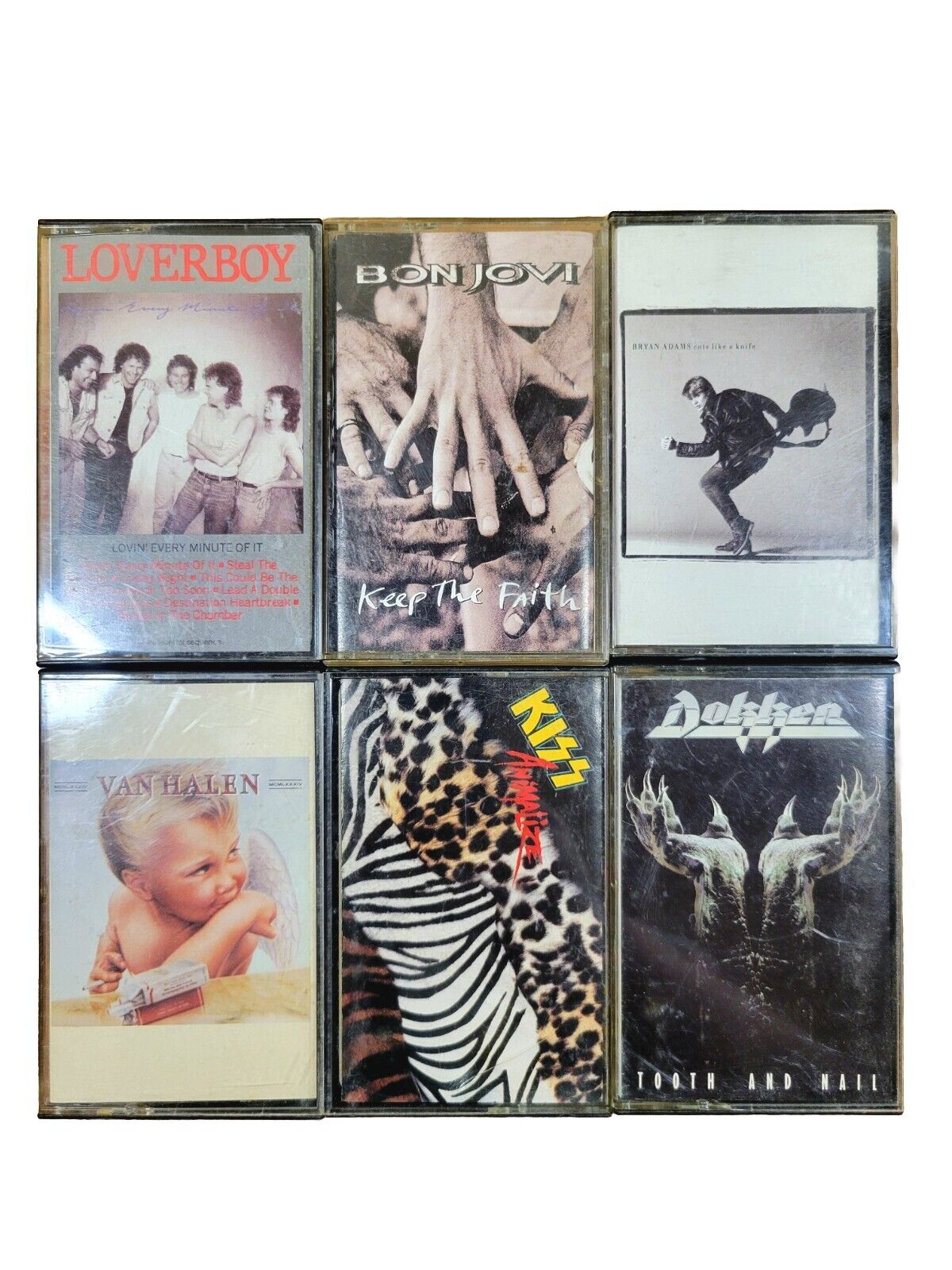 VTG Lot of 6 Various 1980\'s Rock N Roll Cassettes ( Kiss/Van Halen, Etc.) Preown