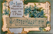 Vtg By Land Or Sea I Pray Remember Me Forget Me Nots Song Lyrics 1910s Postcard picture