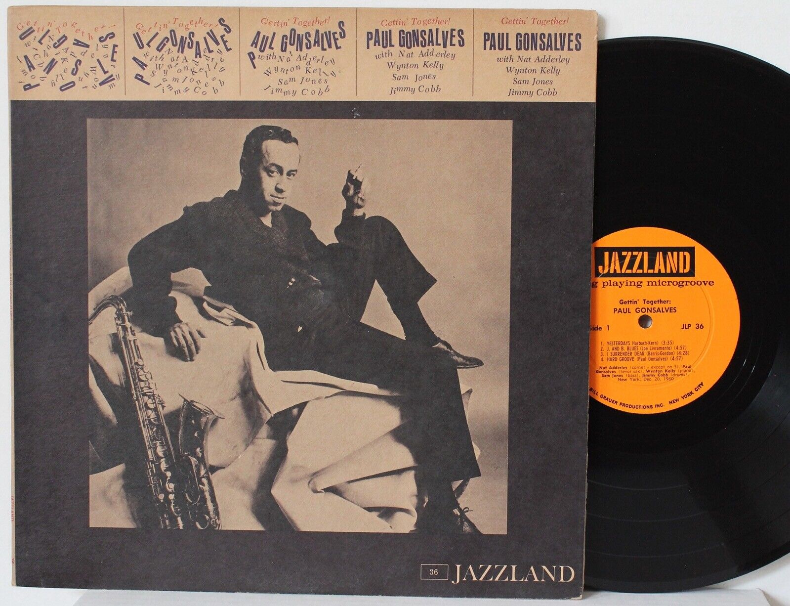 Paul Gonsalves LP “Gettin Together” ~ Jazzland JLP 36 ~ DG Mono ~ NM/VG++