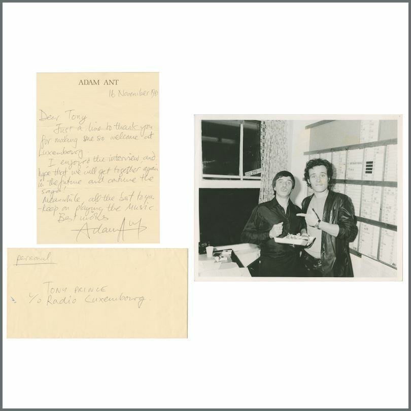 Adam Ant 1981 Handwritten Letter To Tony Prince (UK)