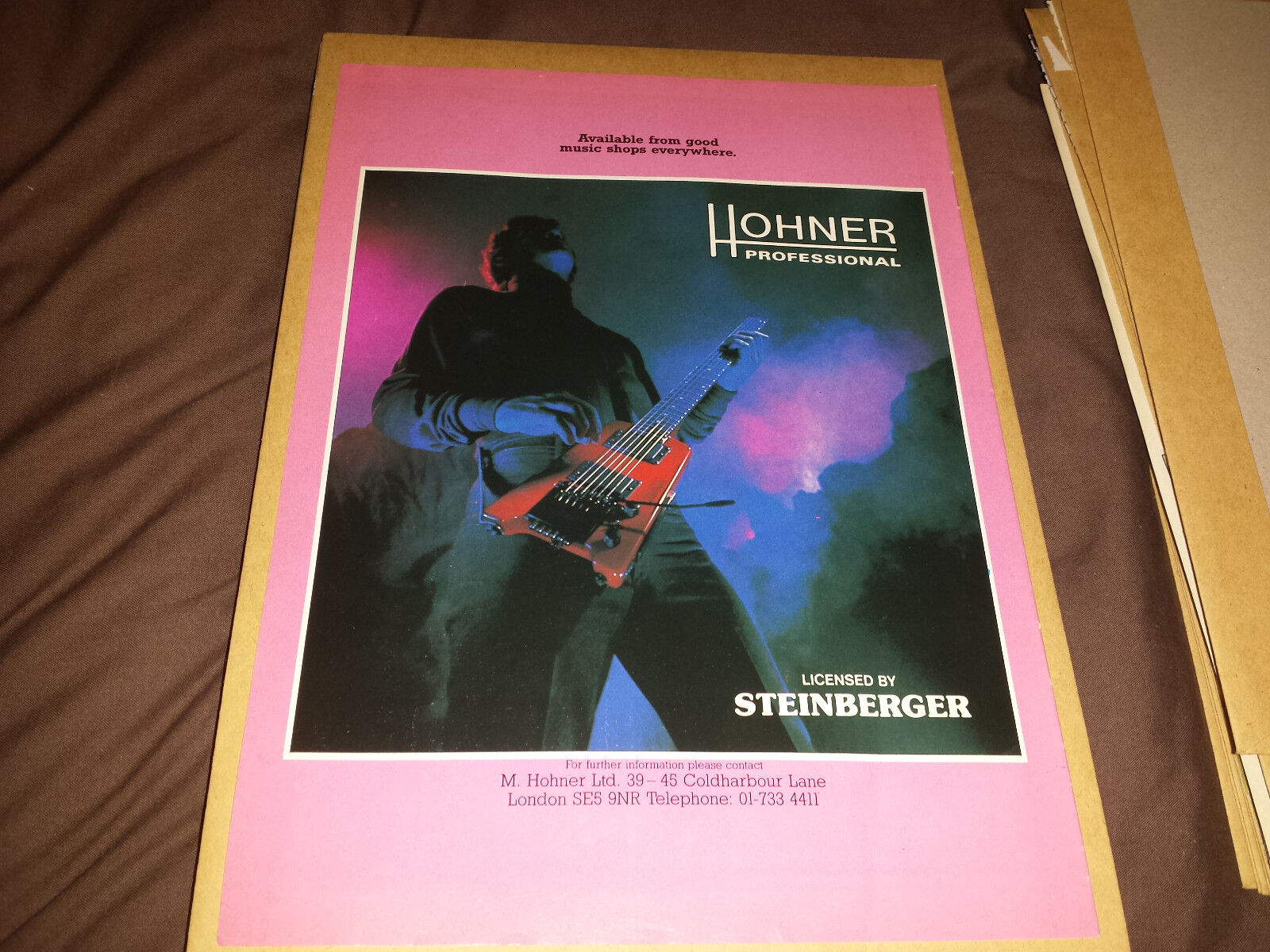 Hohner Professional Guitars - by Steinberger - 80's Magazine Retro Poster Art