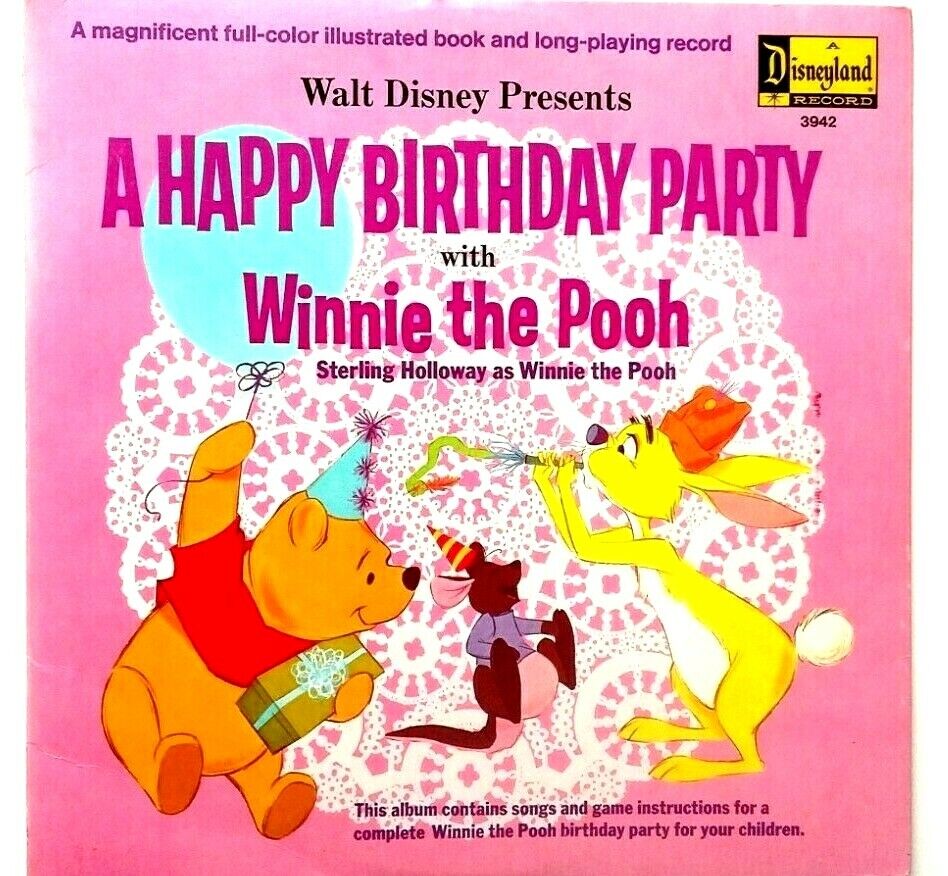 Walt Disney-Happy Birthday Party Winnie the Pooh Vintage vinyl record book 1967