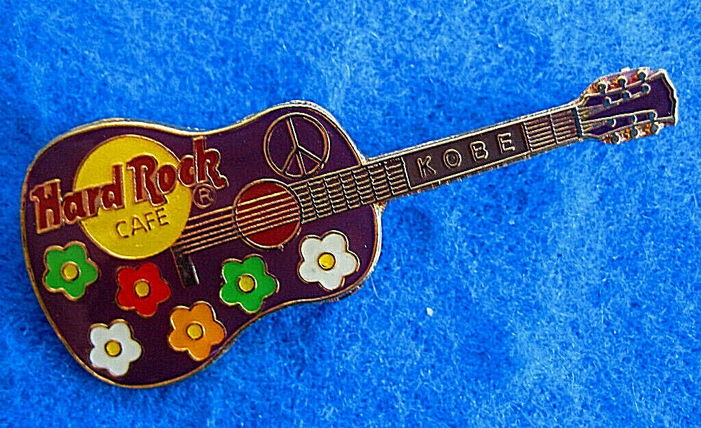 PROTOTYPE KOBE JAPANESE PEACE SIGN FLOWERS GIBSON GUITAR Hard Rock Cafe PIN