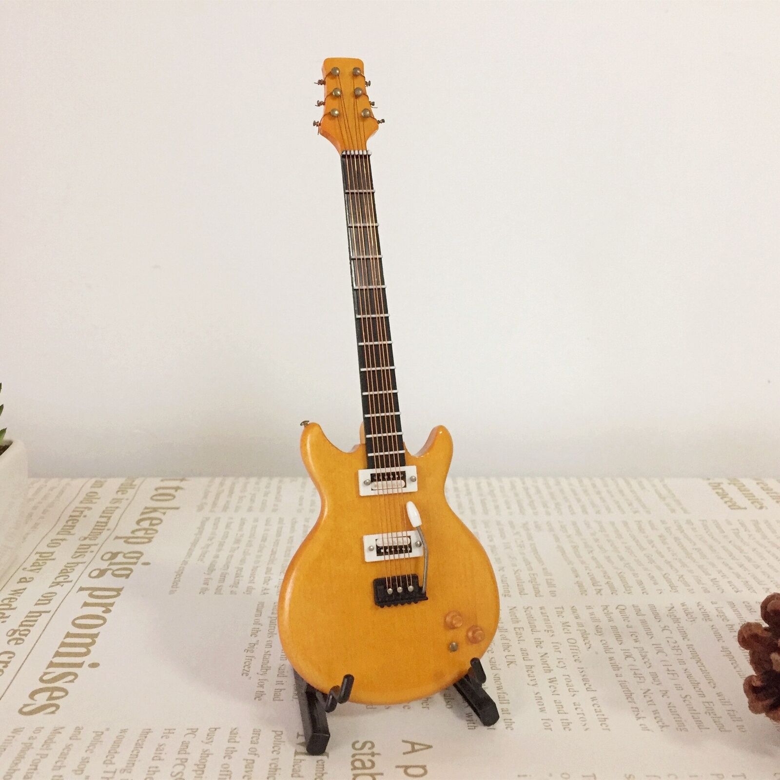 Musical Instrument Decoration Miniature Guitar  Mini Bass Model Wooden
