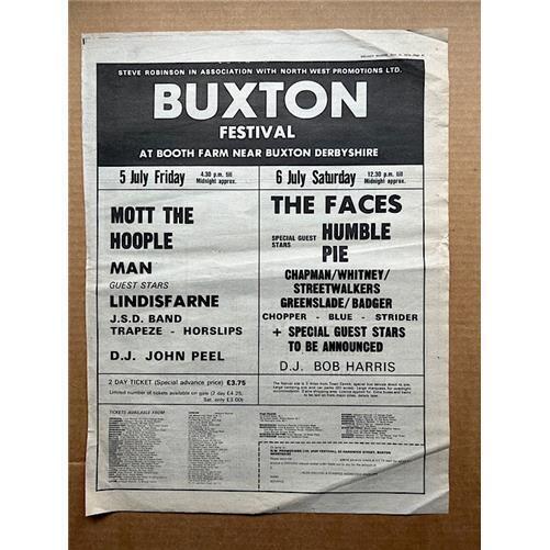 MOTT THE HOOPLE/THE FACES BUXTON FESTIVAL POSTER SIZED original music press adve