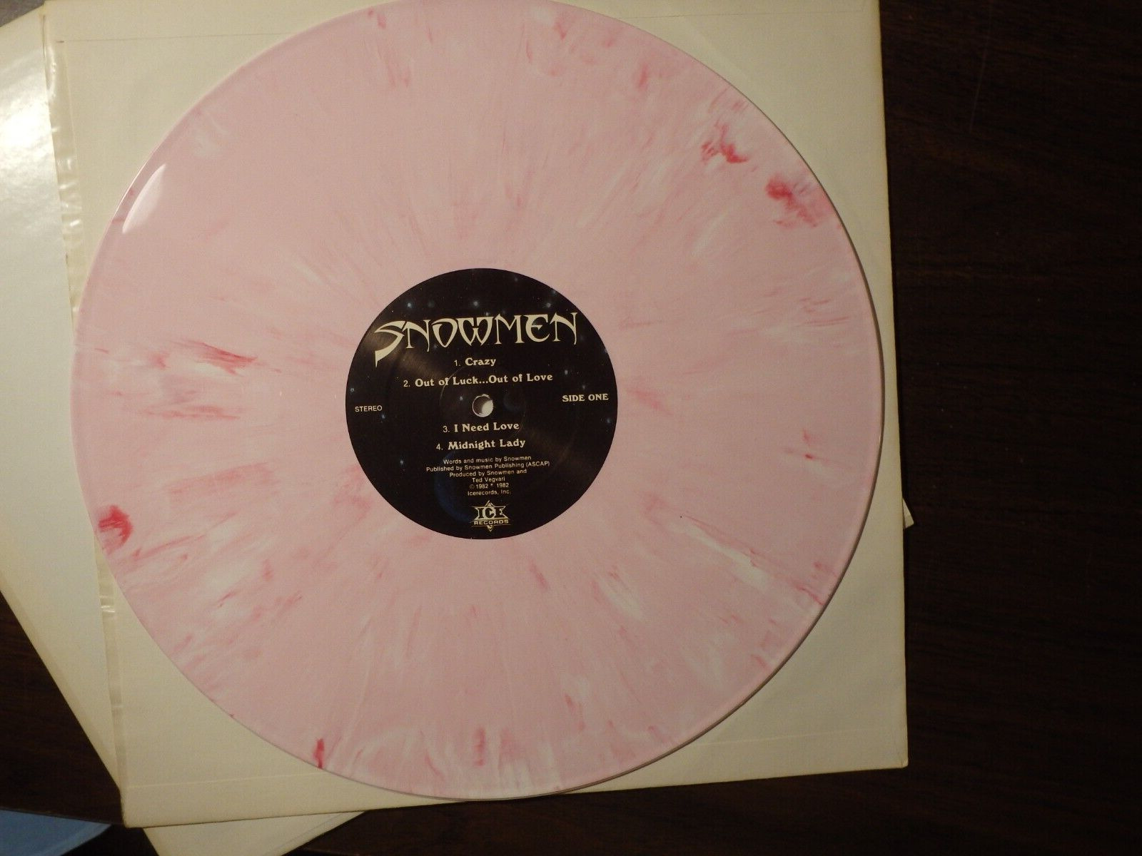 Snowmen. 1982. Pink & Red vinyl. ICE Records Crazy, Trouble, Piece of the Action