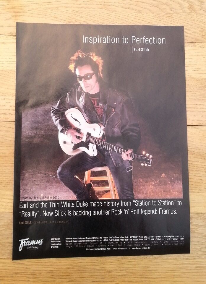EARL SLICK (BOWIE) Framus Guitars UK magazine ADVERT/Poster/clipping 11x8 inches