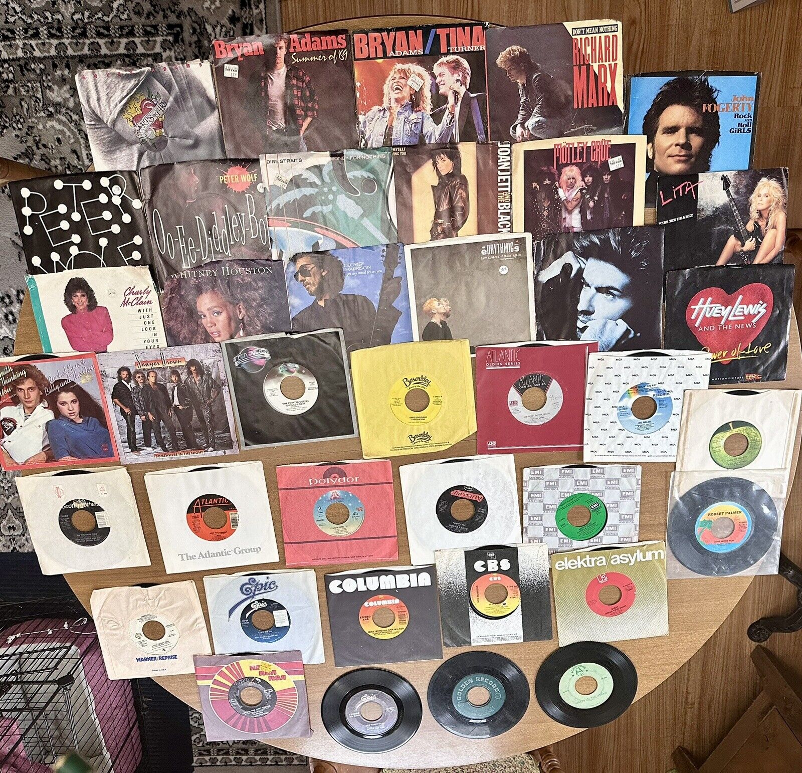 Vintage Lot 40 7” 45rpm Vinyl Records 70s, Mostly 80s Pop/Rock w/ Complete List