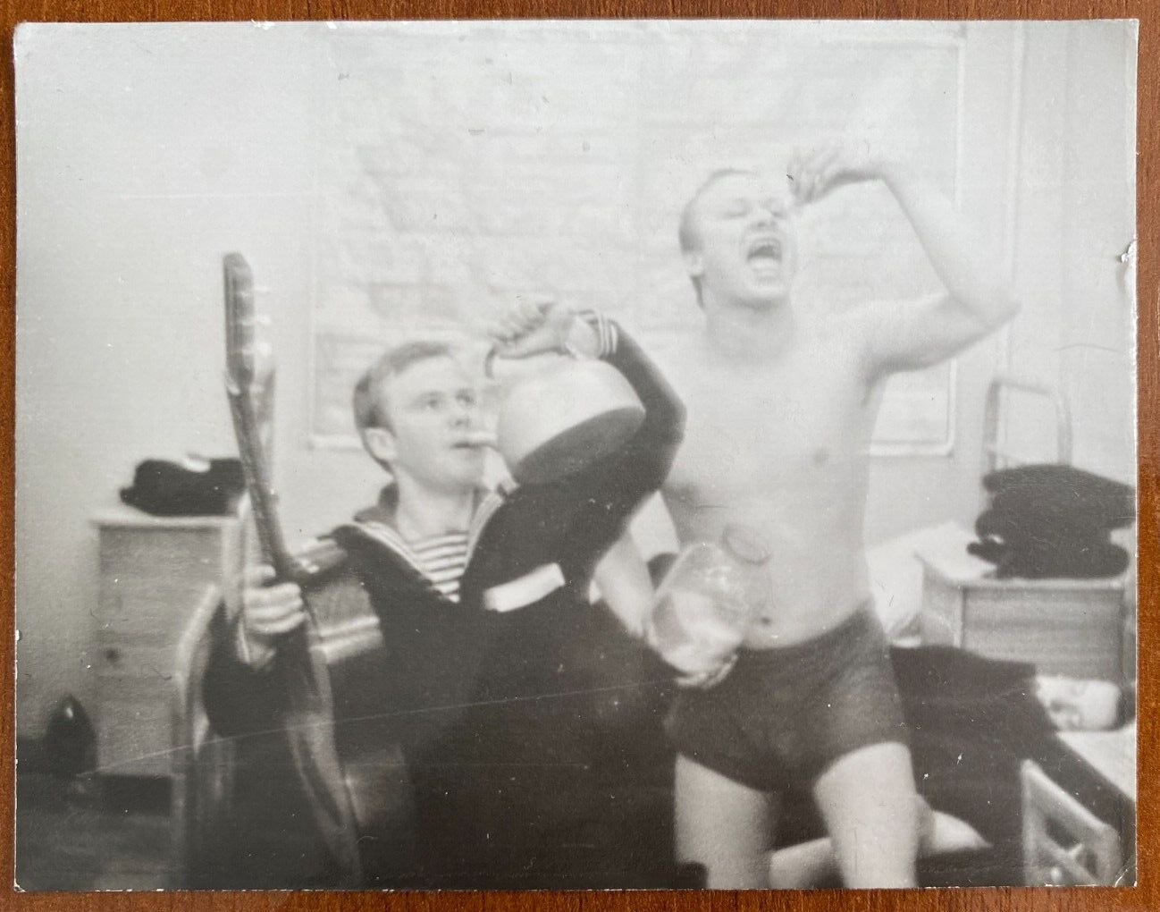 Guy with Guitar, Sailors, Naked Torso, Man in Trunks Gay Int Vintage photo