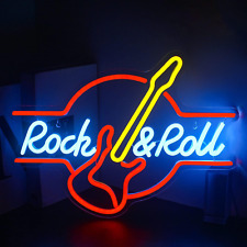 Guitar Rock and Roll Neon Signs, Led Neon Light for Wall,Neon Signs... picture