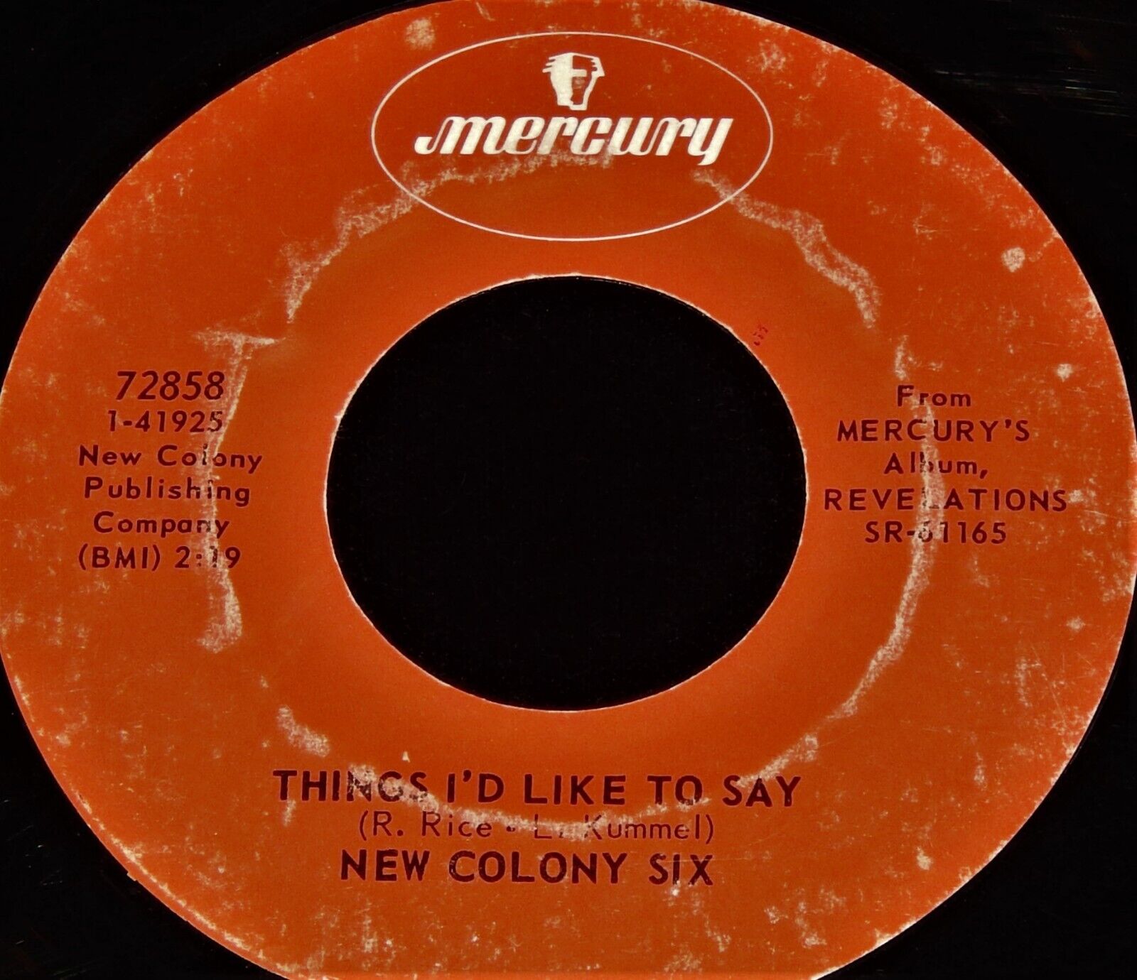 Vintage Record, NEW COLONY SIX: THINGS I'D LIKE TO SAY, 45 rpm, 1968, Psych Rock