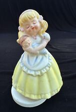 Vintage Sankyo Japan Music Figure Girl Holding Baby Brother Boy Works -S81 picture