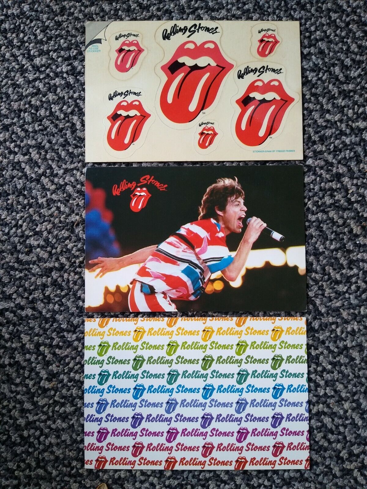 Vintage Rolling Stones/ Vintage Rolling Stones Stickers 1980\'s Postcard Lot Of 3