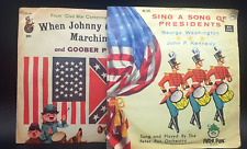 lot 2 Patriotic 45 RPM Children Vintage Record Johnny Marching Civil & President picture