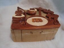 DRUM SET Wooden Secret Puzzle Trinket Box 4 piece Mahogany Music Gift NIB picture