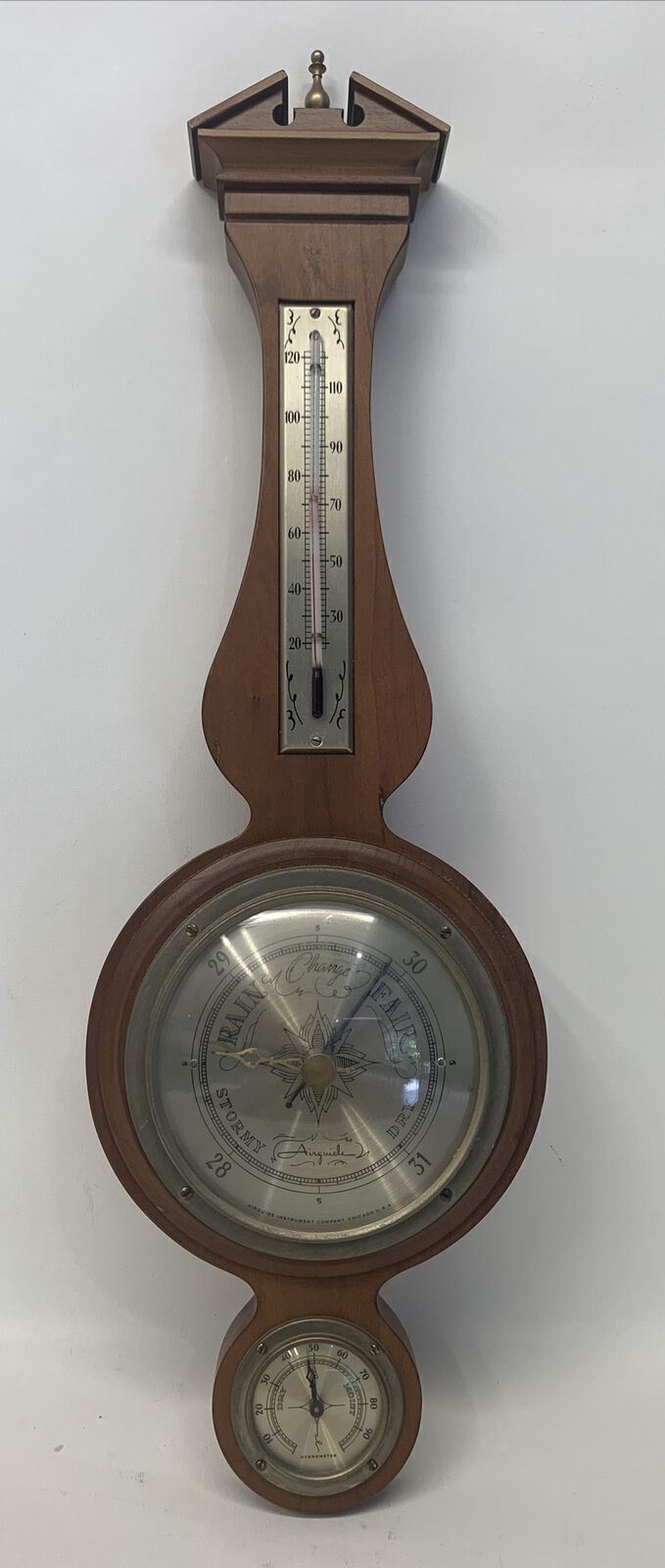 Vintage Airguide Banjo Style Barometer, Broken Thermometer 20\