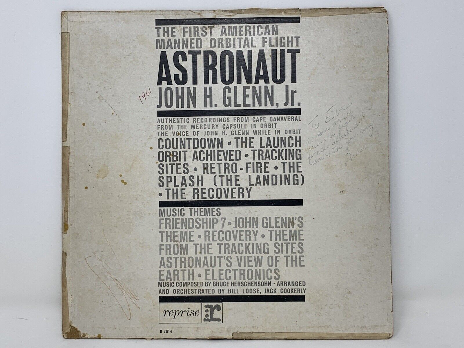 *SIGNED* Astronaut John H. Glenn First American Manned Orbital Flight Reprise LP