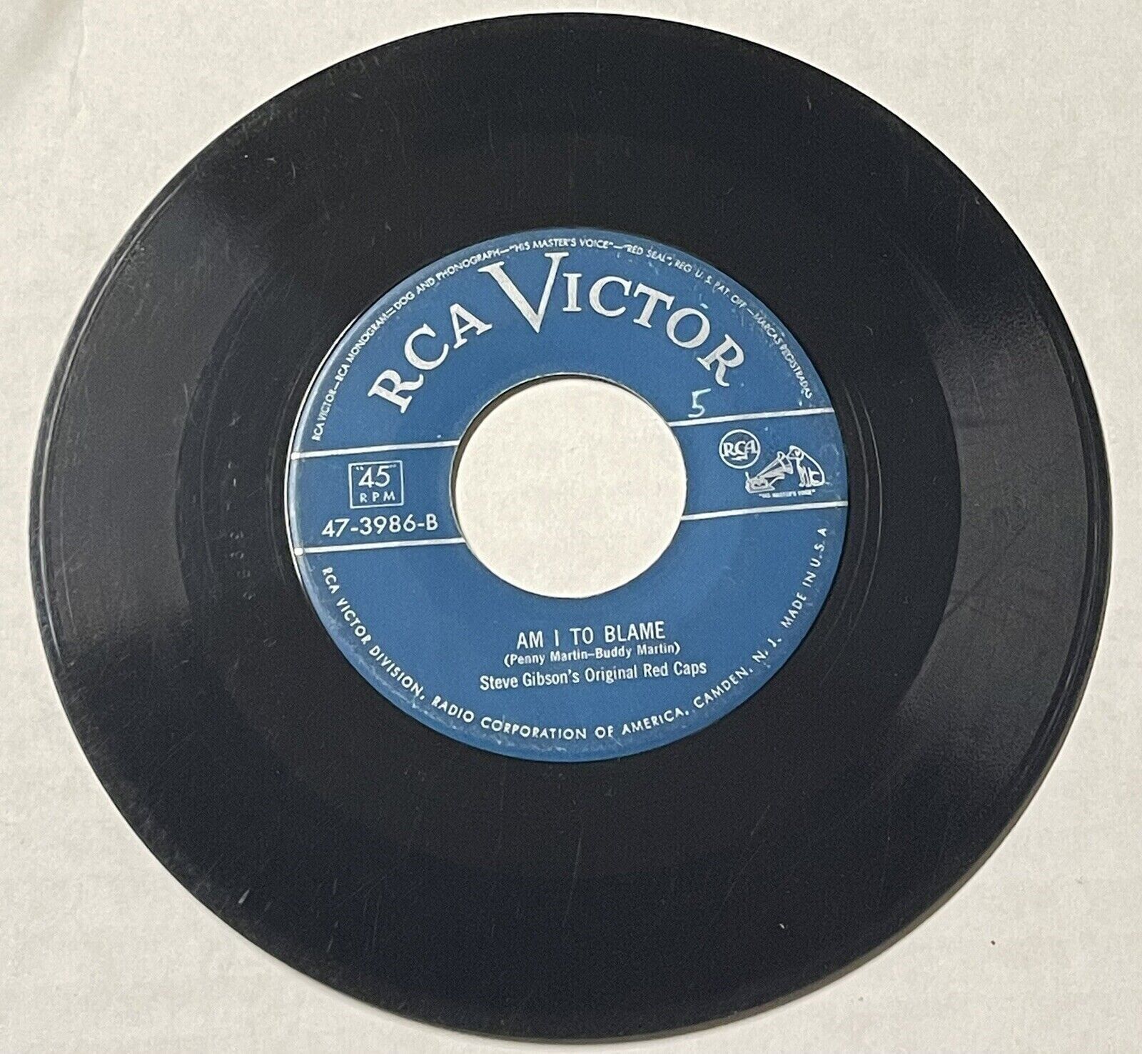 Steve Gibson's Red Caps 1950 DOO WOP 45 Am I To Blame / The Thing RCA VG HEAR