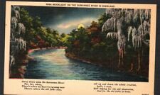 Suwannee River FL Postcard Moonlight View Stephen Foster Song Lyrics Linen picture
