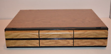 Vintage Cassette Tape Holder 3 Drawer Storage Case Faux Wood Holds 48 Cassettes picture