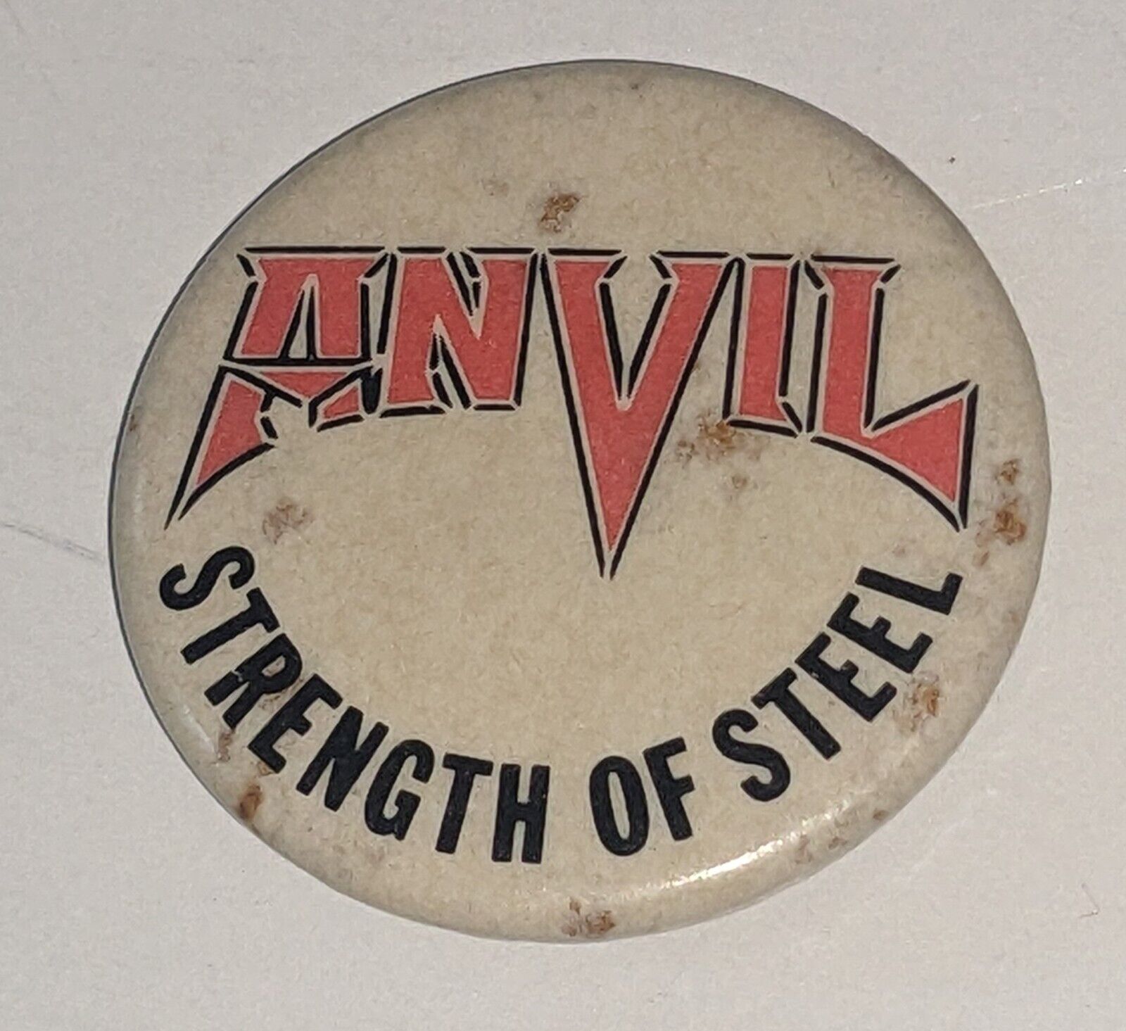 ANVIL Strength In Steel VINTAGE Pinback Button Pin Badge HEAVY METAL